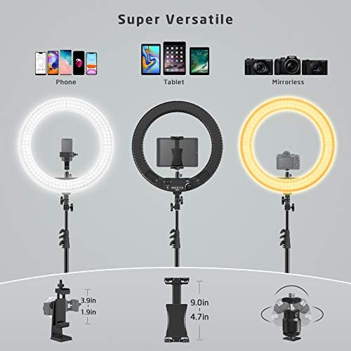 IVISII 18 inch Ring Light with Stand and Phone Holder & Ball Head, 60W Bi-Color 3000-5800K, Professional Ring Light with Tripod for Makeup, Vlog, Tattoo, Large Ring Light for Phone, Camera, Tablet - Image 6