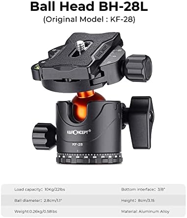 K&F Concept 68" Carbon Fiber Camera Tripod,Compact Tripods with Metal Ball Head,Quick Release Plate,Detachable Monopod 10KG Load for DSLR Cellphone Tripods(SA255C1) D255C4+BH-28L - Image 4