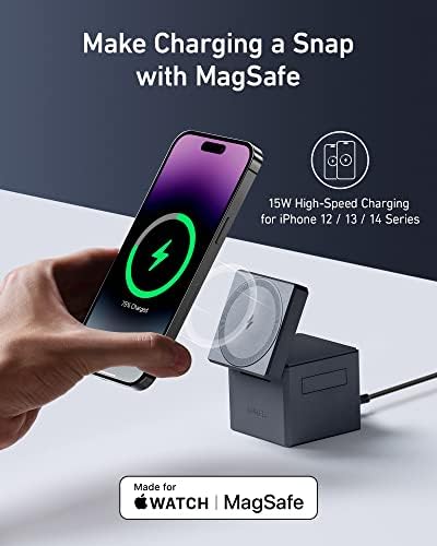 MagSafe Charger, Anker 3-in-1 Cube with MagSafe, 15W Max Fast Charging Foldable Wireless Charger, For iPhone 14/13/12 Series, Apple Watch Series 1-8/Ultra, AirPods Pro/3/2 (30W USB-C Charger Included) - Image 2