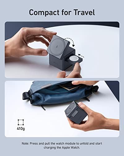 MagSafe Charger, Anker 3-in-1 Cube with MagSafe, 15W Max Fast Charging Foldable Wireless Charger, For iPhone 14/13/12 Series, Apple Watch Series 1-8/Ultra, AirPods Pro/3/2 (30W USB-C Charger Included) - Image 4