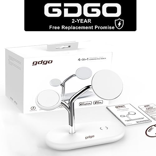 GDGO 4 in 1 Wireless Charging Station with MagSafe - 15W for iPhone Charging Station - 2023 Nightstand Charging Station for Multiple Devices - for iPhone and iWatch Charging Station Made for MagSafe - Image 7