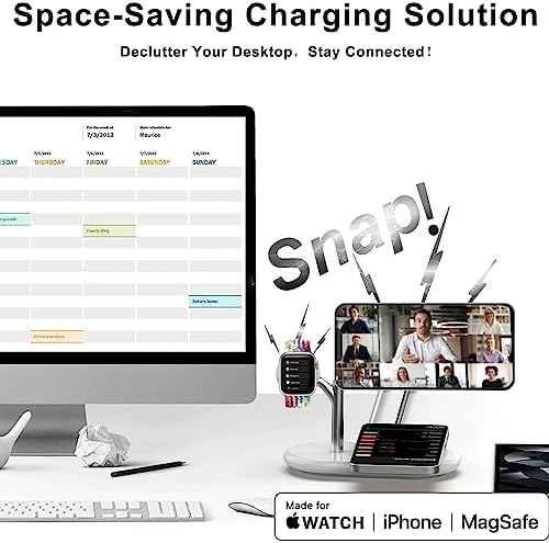 GDGO 4 in 1 Wireless Charging Station with MagSafe - 15W for iPhone Charging Station - 2023 Nightstand Charging Station for Multiple Devices - for iPhone and iWatch Charging Station Made for MagSafe - Image 4