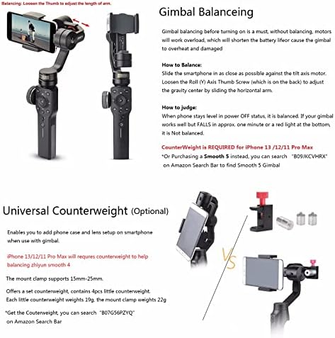 Zhiyun Smooth 4 Professional Gimbal Stabilizer for iPhone Smartphone Android Cell Phone 3-Axis Handheld Gimble Stick w/Grip Tripod Ideal for Vlogging YouTube Vlog TikTok Instagram Live Video Kit - Image 2