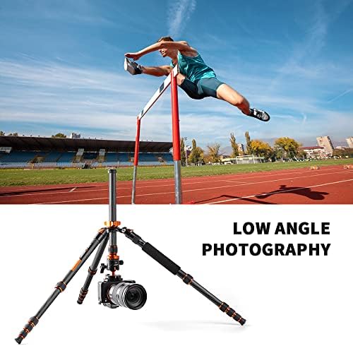 K&F Concept 68" Carbon Fiber Camera Tripod,Compact Tripods with Metal Ball Head,Quick Release Plate,Detachable Monopod 10KG Load for DSLR Cellphone Tripods(SA255C1) D255C4+BH-28L - Image 7