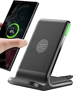 INIU Wireless Charger, 15W Fast Wireless Charging Station with Sleep-Friendly Adaptive Light Compatible with iPhone 14 13 12 Pro XR XS 8 Plus Samsung Galaxy S23 S22 S21 S20 Note 20 10 Google LG etc